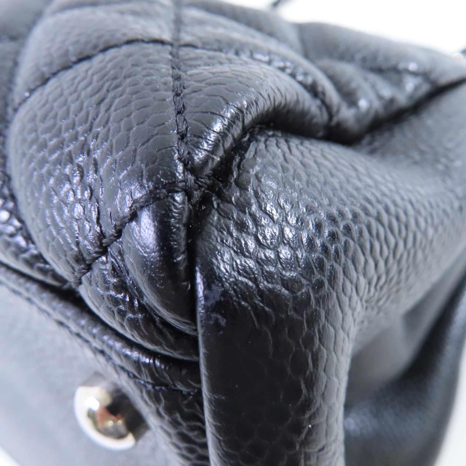 CHANEL 菱格牛皮皮革Chain Shoulder Bag銀扣鏈帶肩背袋黑色