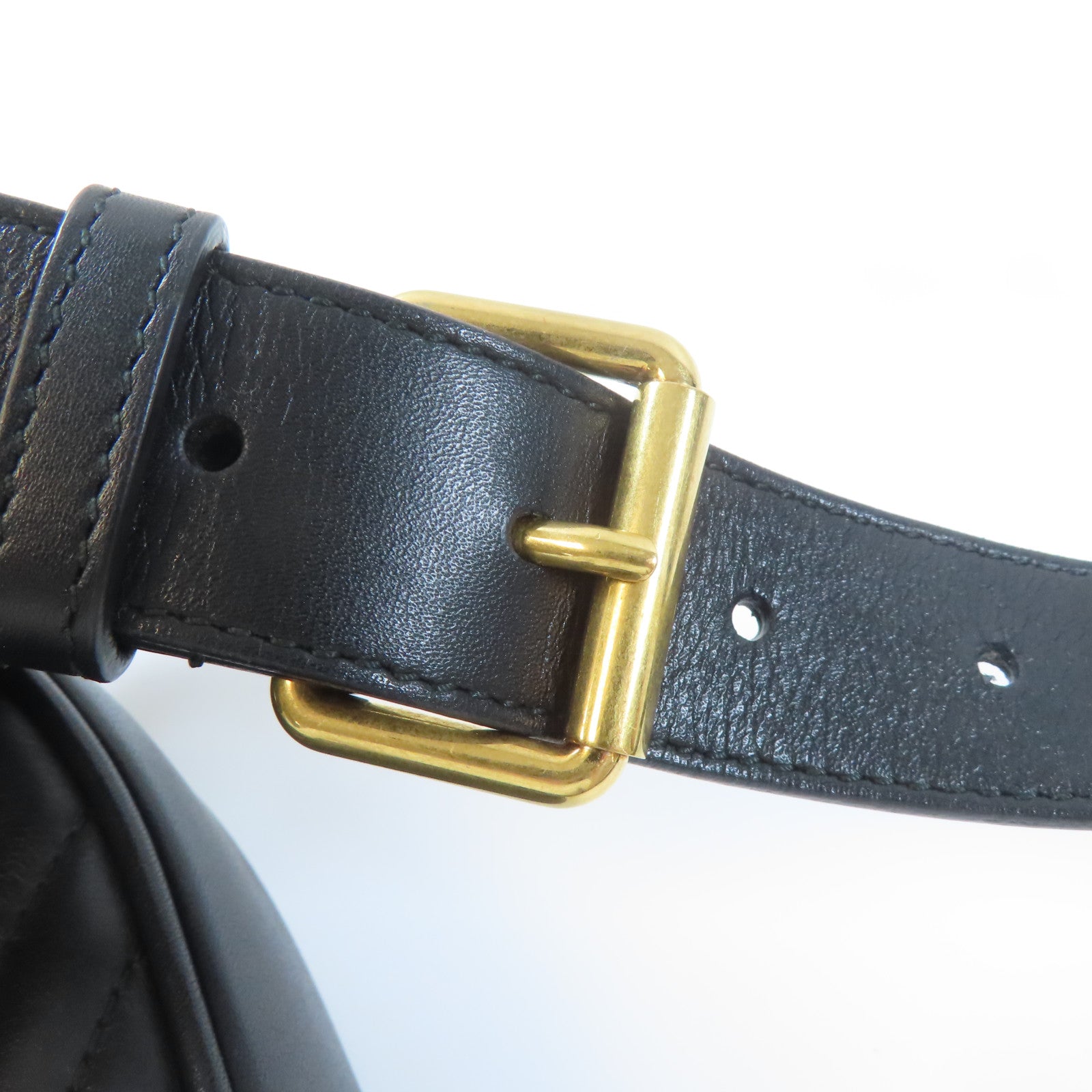 GUCCI 牛皮皮革GG Marmont Waist Bag金扣腰包黑色