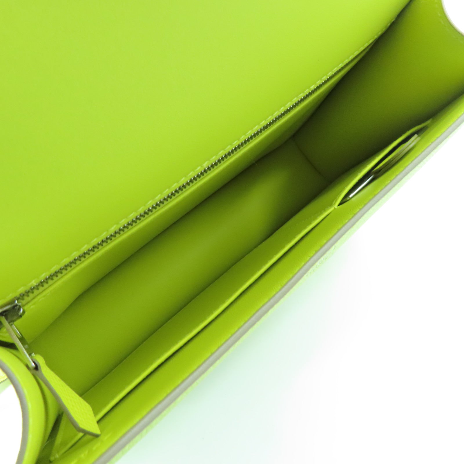 HERMES Epsom leather Constance 24 silver buckle handle shoulder shoulder bag lime yellow