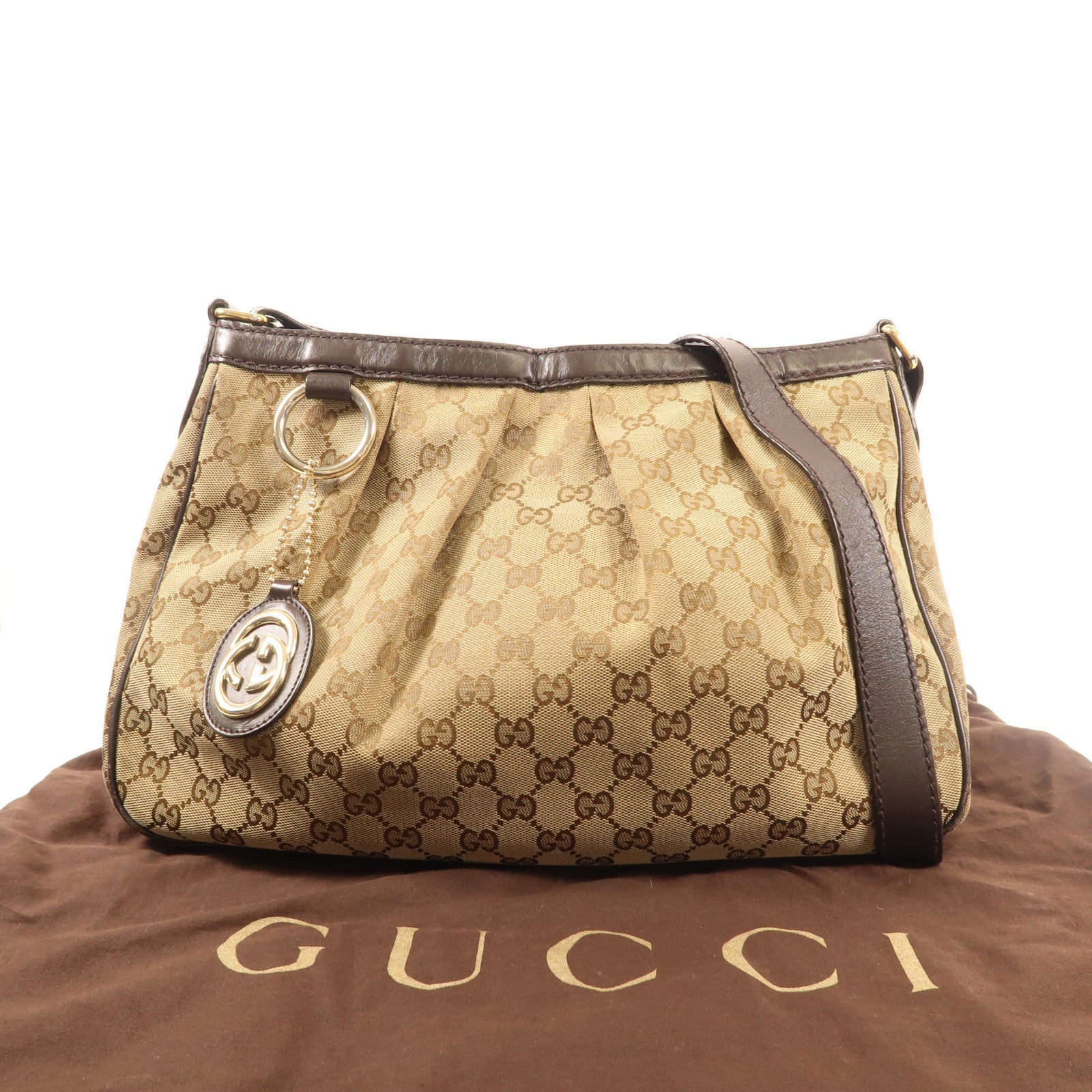 GUCCI 帆布Shoulder Bag金扣肩背袋