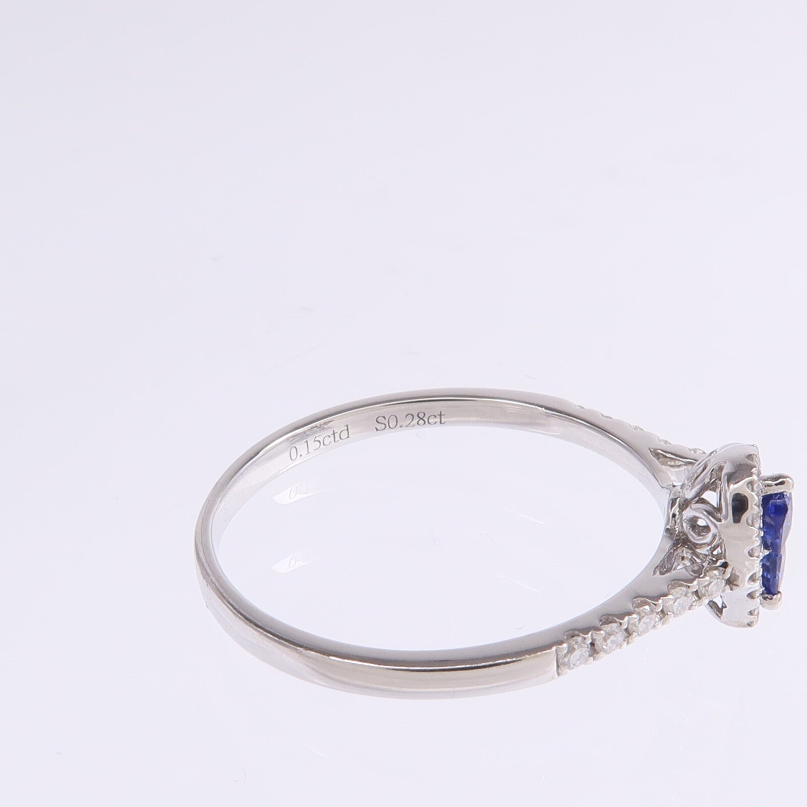 JEWELRY 18K白金Sapphire Diamond Ring藍寶石/鑽石戒指US#6.5
