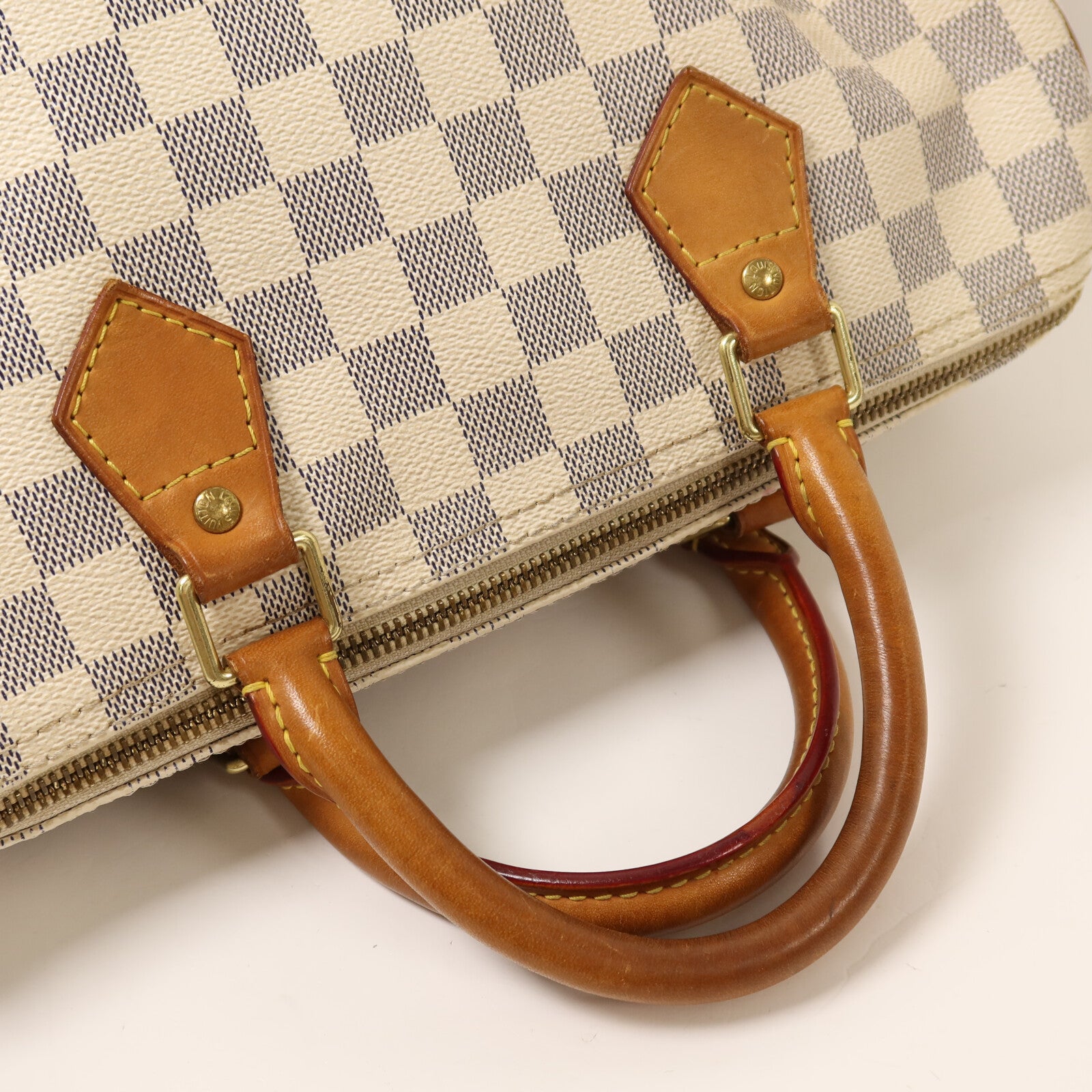LOUIS VUITTON Damier Azur Speedy 30金扣手挽袋