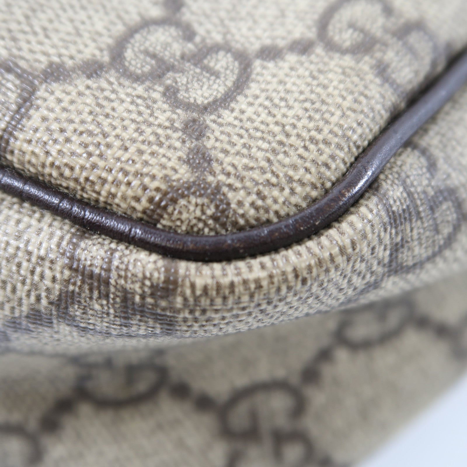 GUCCI 塗層帆布/皮革Shoulder Bag銀扣肩背袋啡色