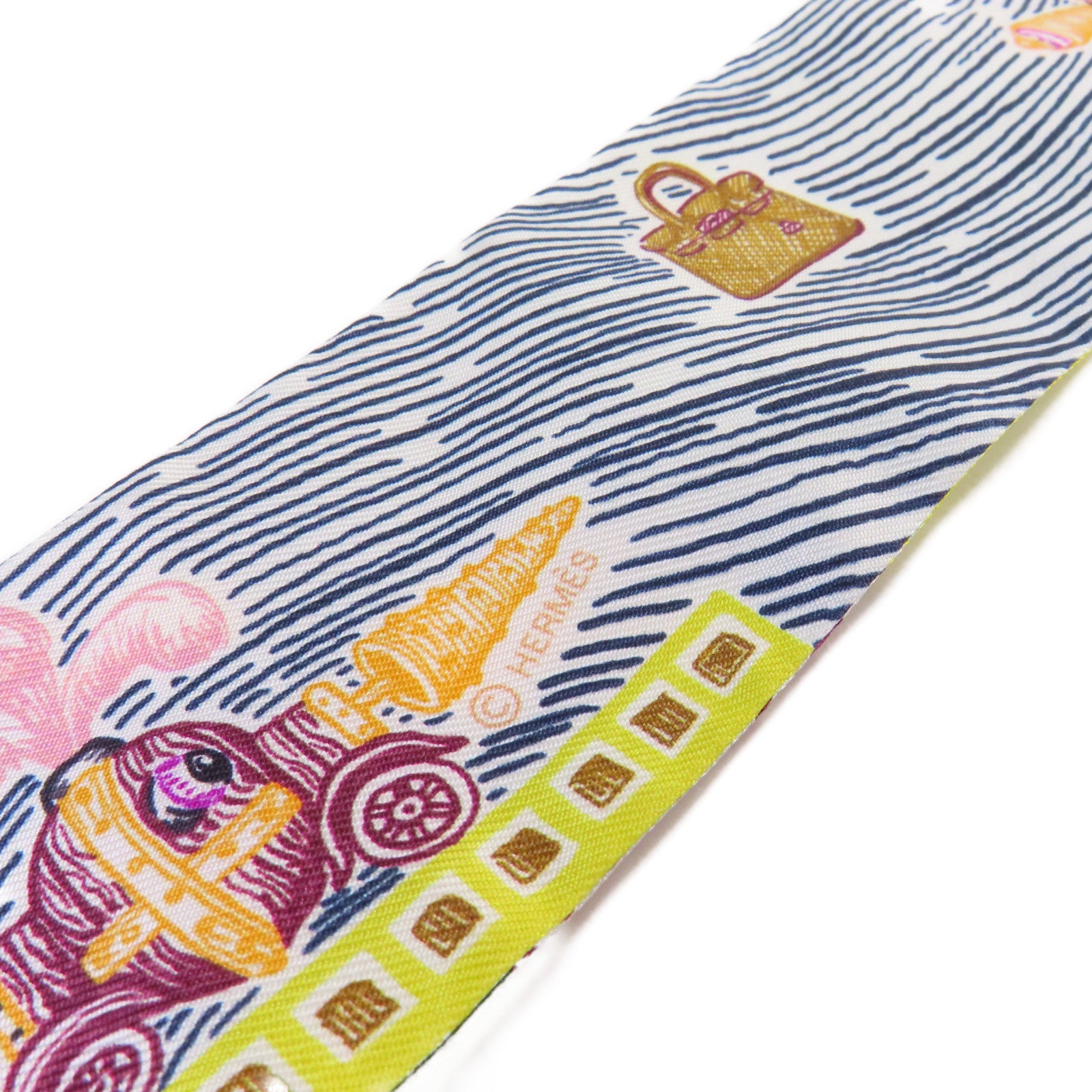 HERMES 【激減優惠】絲質Twilly Scarf絲巾黃色/紫色/彩色