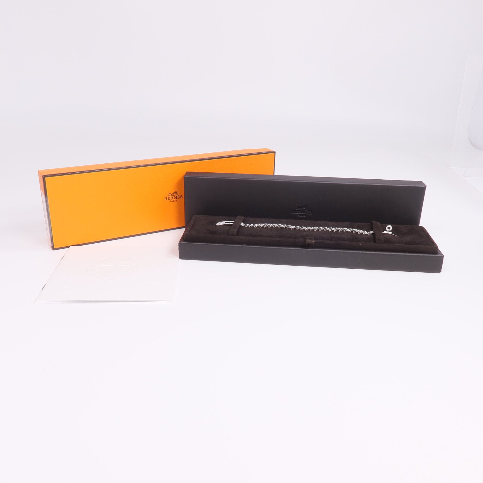HERMES 18K白金Kelly Gourmette SH鑽石手鏈