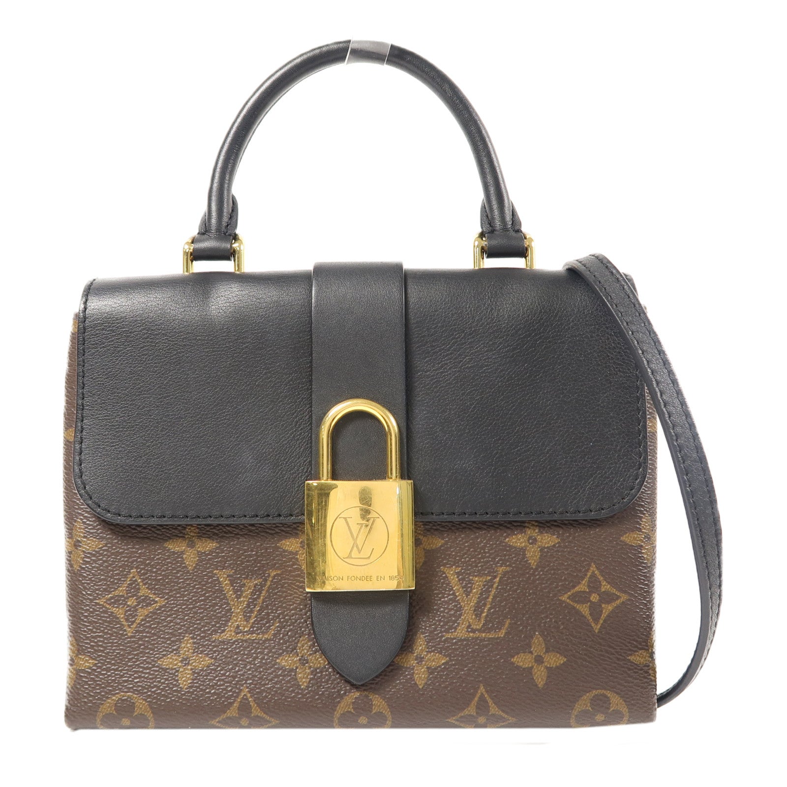 LOUIS VUITTON Monogram Locky BB金扣手挽肩背兩用袋啡色/黑色