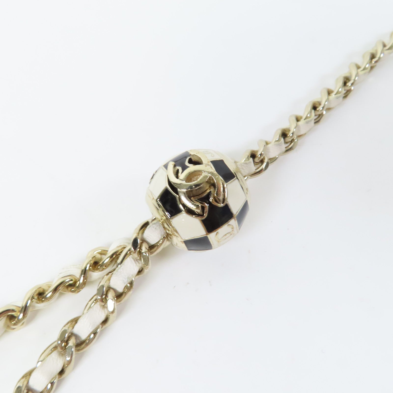 CHANEL 【激減優惠】菱格羊皮皮革WOC Wallet On Chain金扣鏈帶肩背袋白色