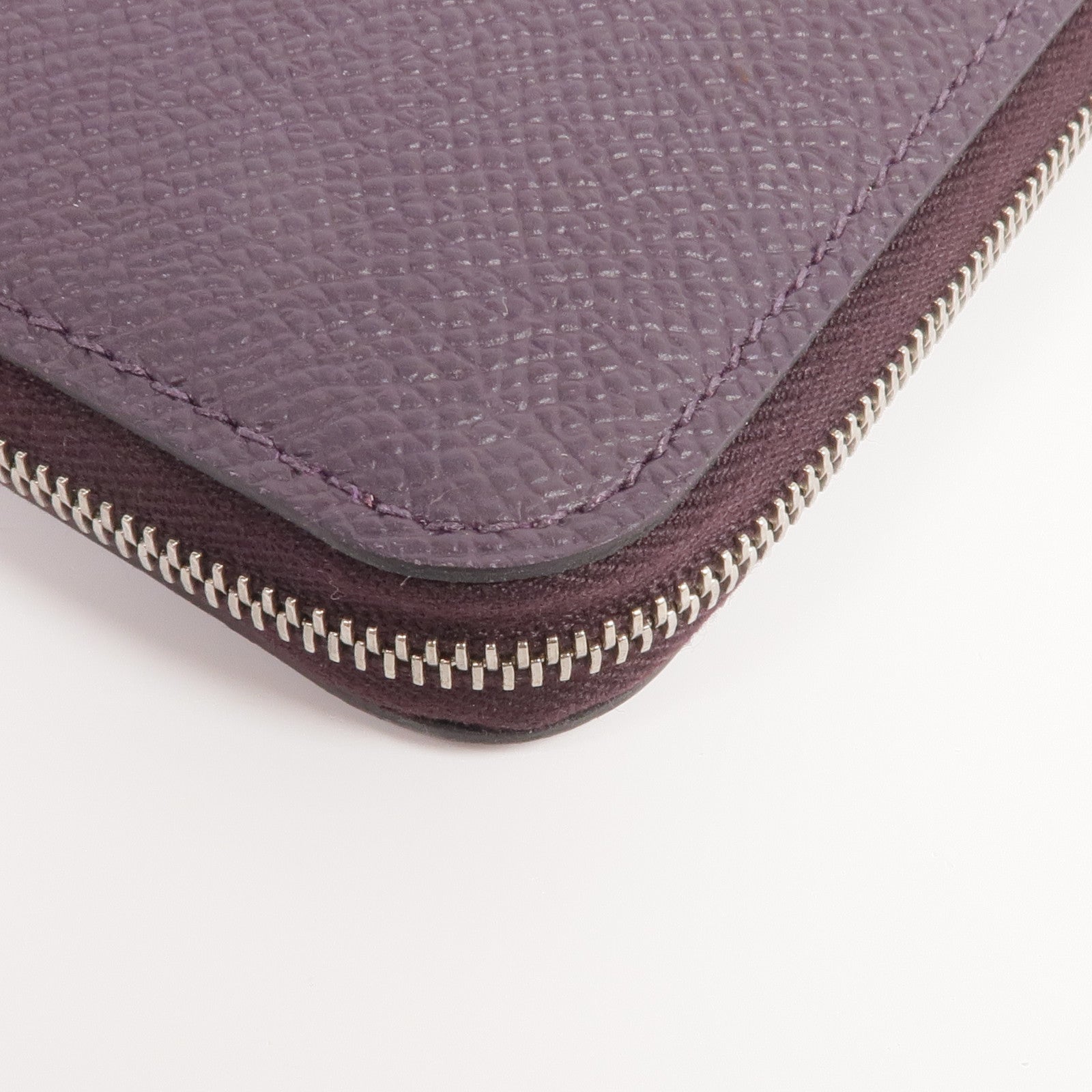 HERMES Epsom皮革Silk'In Compact Wallet銀扣錢包Cassis