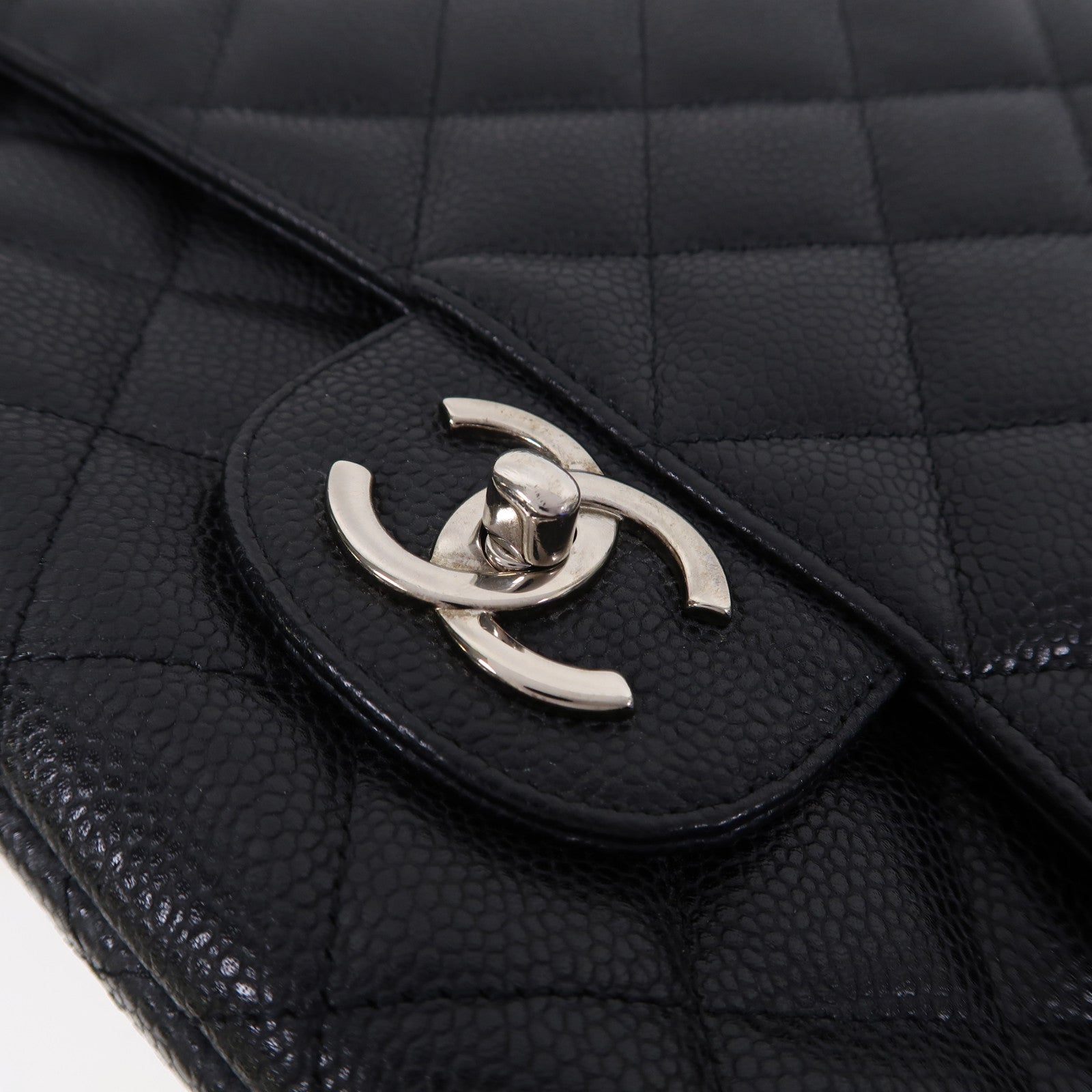 CHANEL 【激減優惠】菱格牛皮皮革Classic Maxi銀扣鏈帶肩背袋黑色