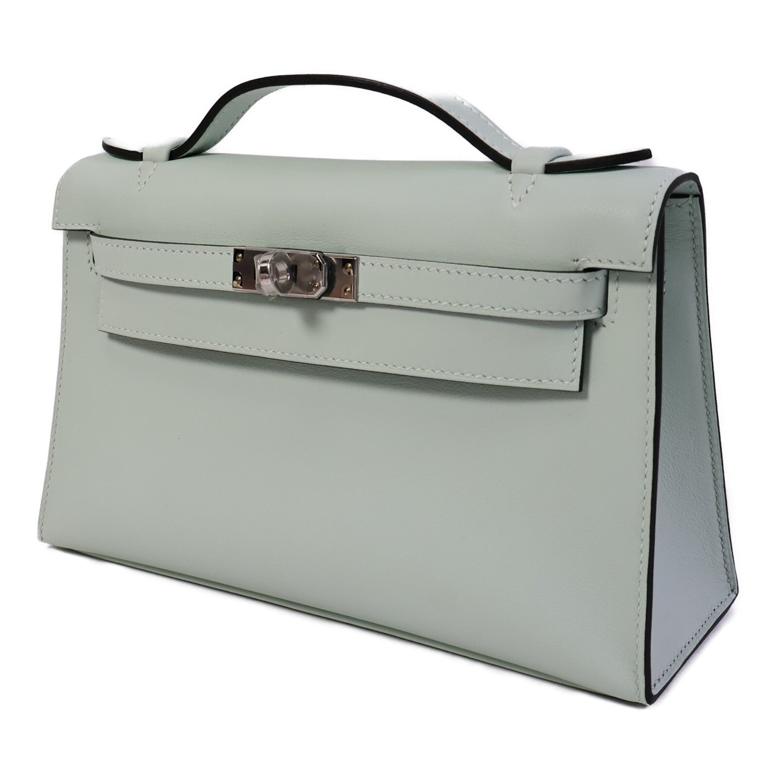 HERMES Swift皮革Kelly Pochette手挽袋Vert Fizz