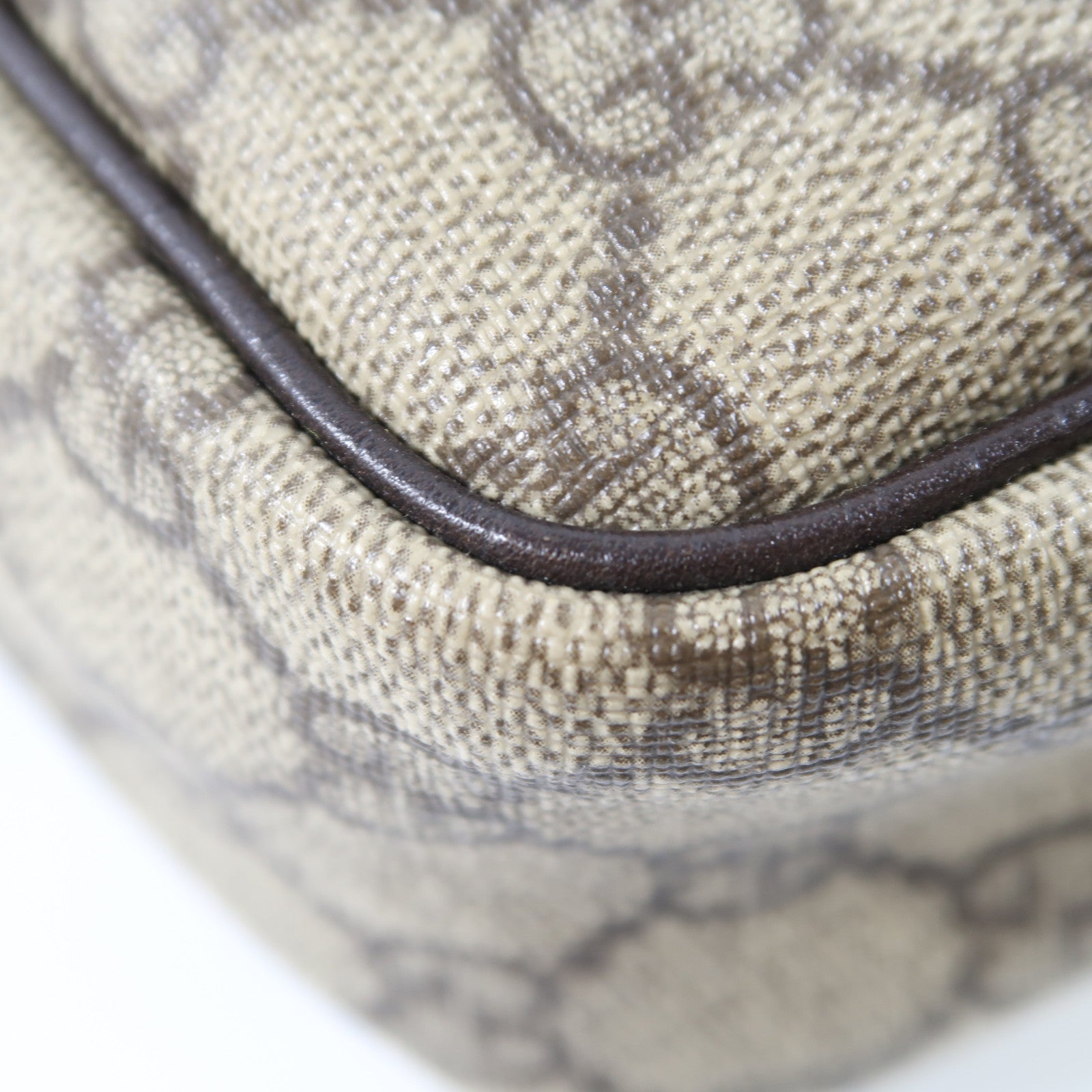 GUCCI 塗層帆布/皮革Shoulder Bag銀扣肩背袋啡色