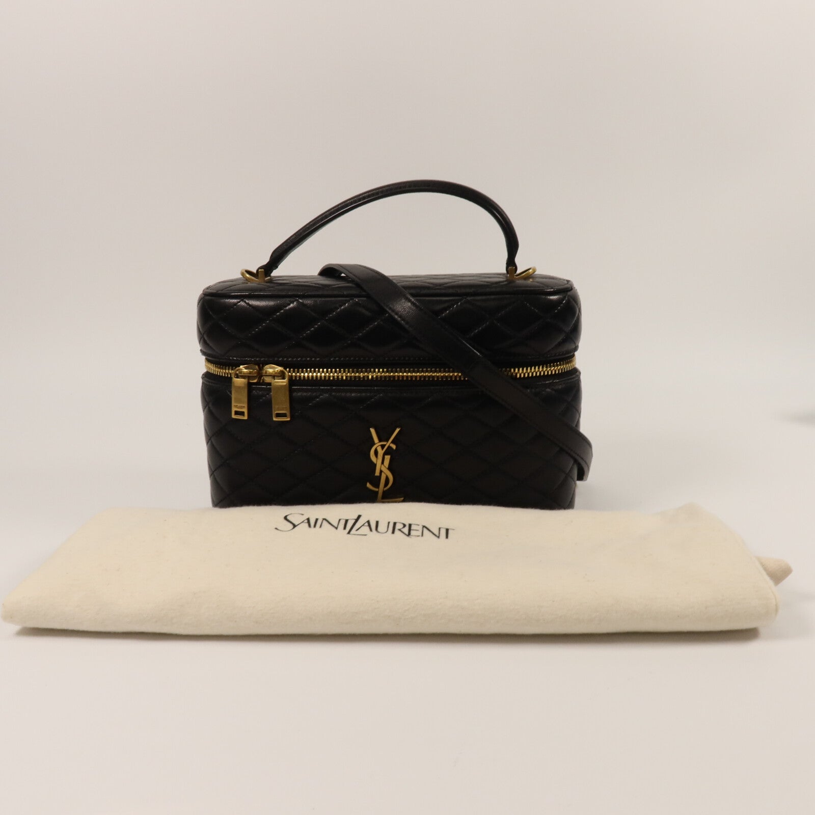 SAINT LAURENT 羊皮皮革Caby Vanity手挽肩背兩用袋