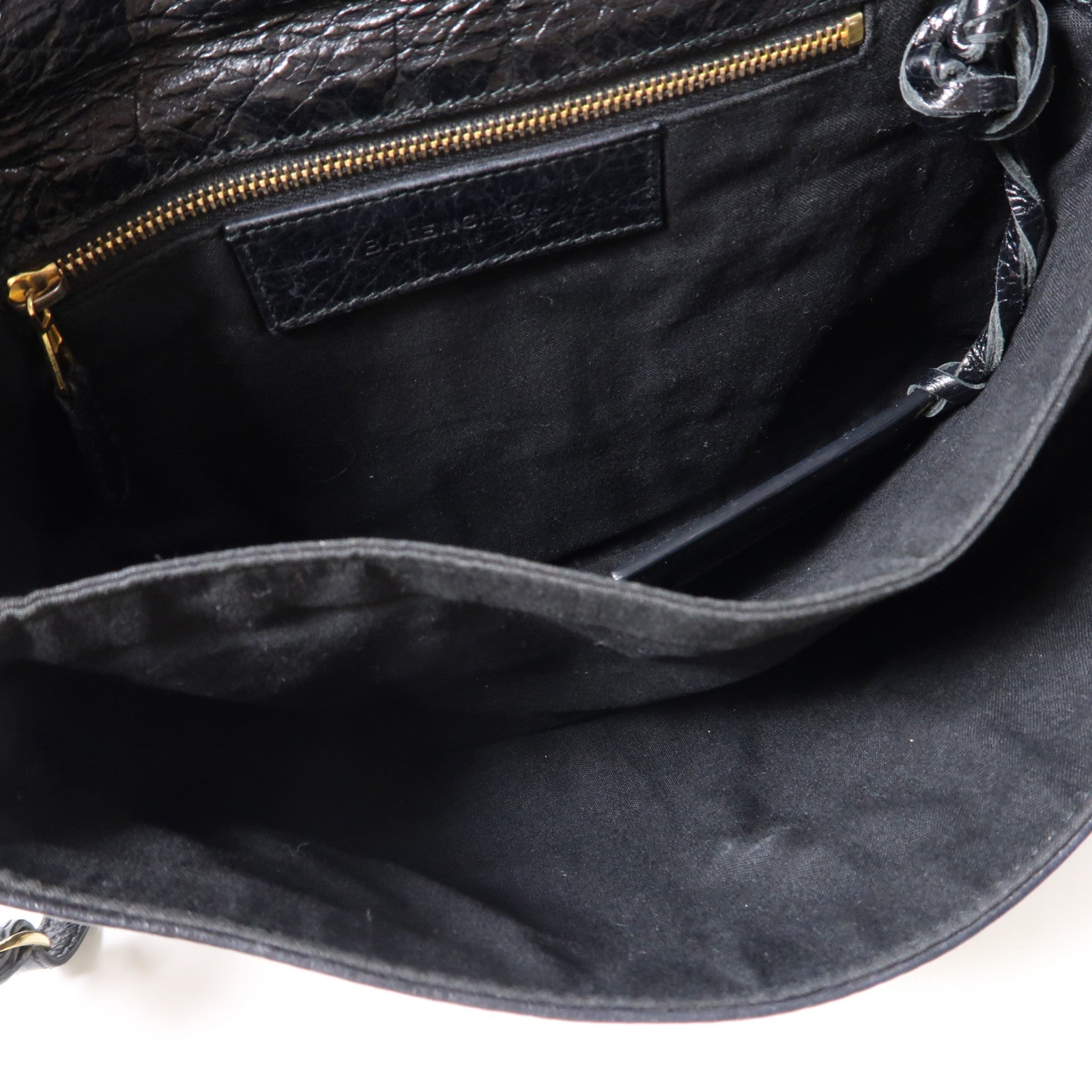 BALENCIAGA 牛皮皮革Giant Envelope金扣肩背袋黑色
