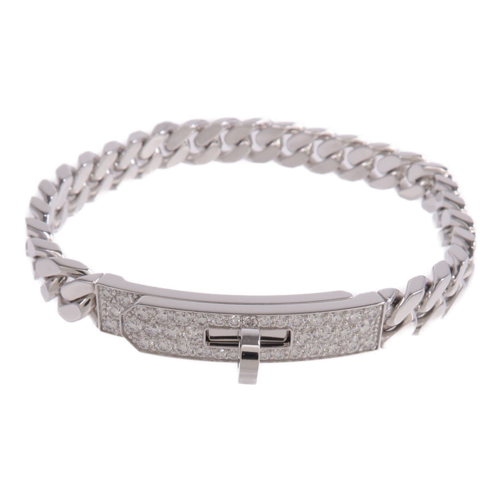 HERMES 18K白金Kelly Gourmette SH鑽石手鏈