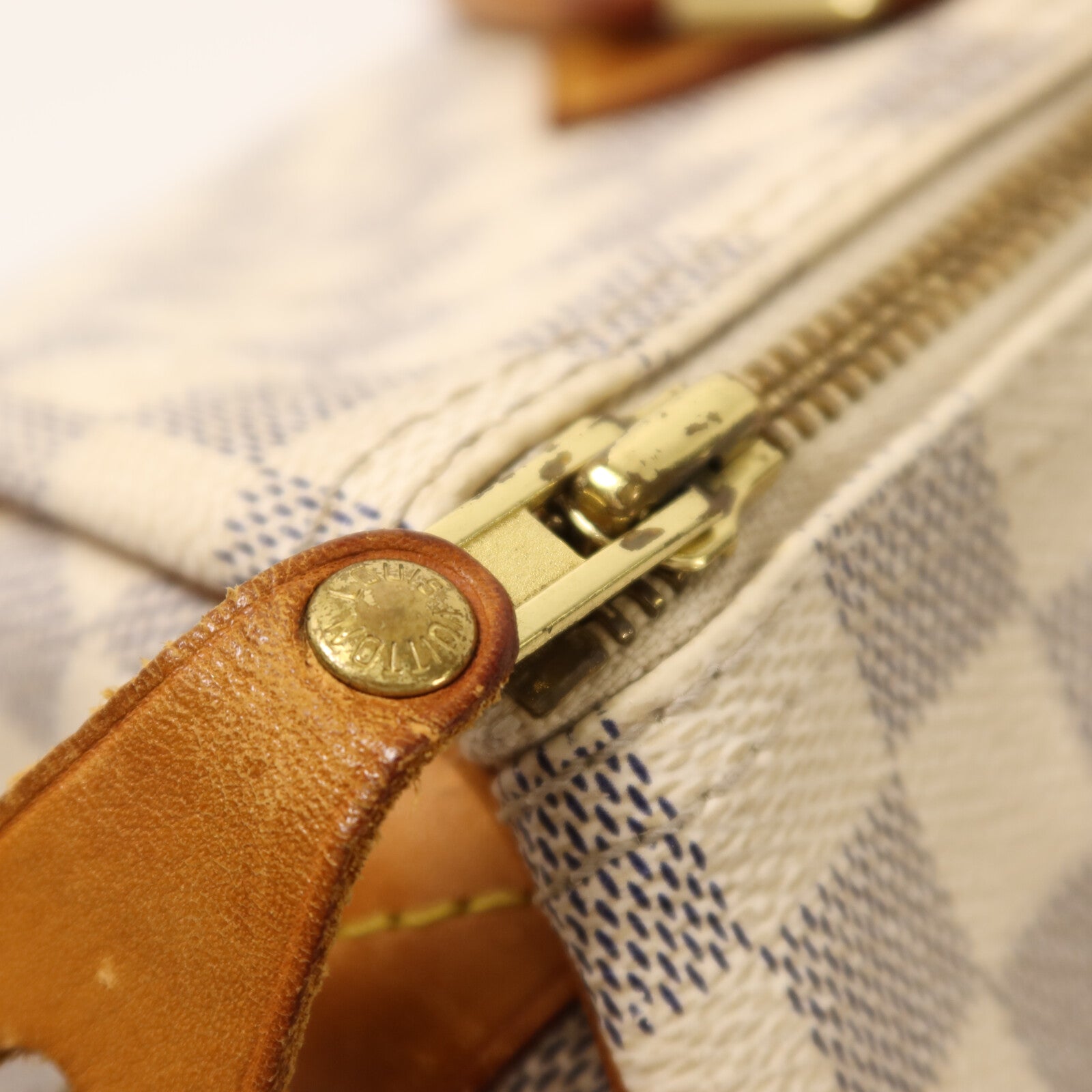 LOUIS VUITTON Damier Azur Speedy 30金扣手挽袋
