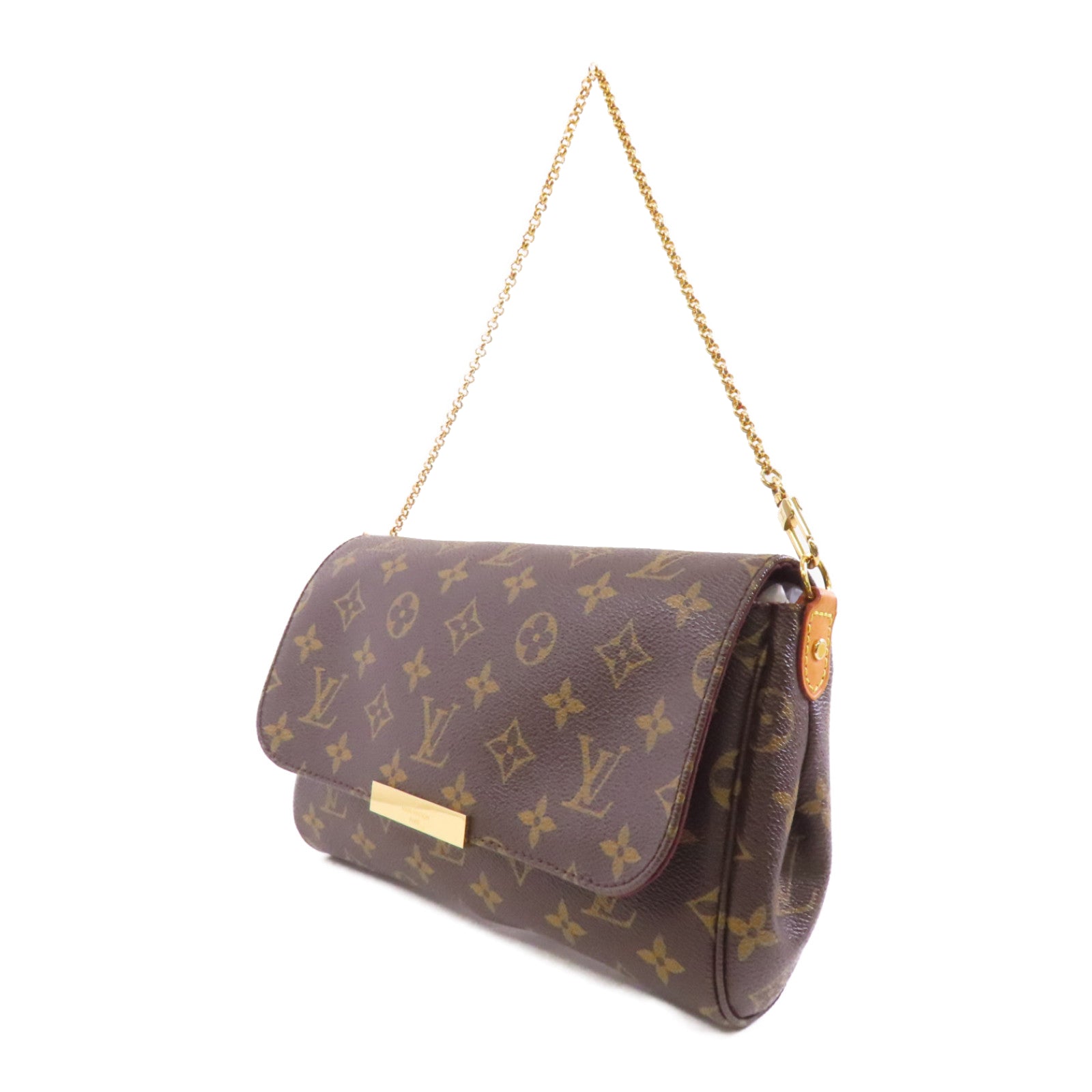 LOUIS VUITTON Monogram Faveorite MM金扣手挽肩背兩用袋棕色