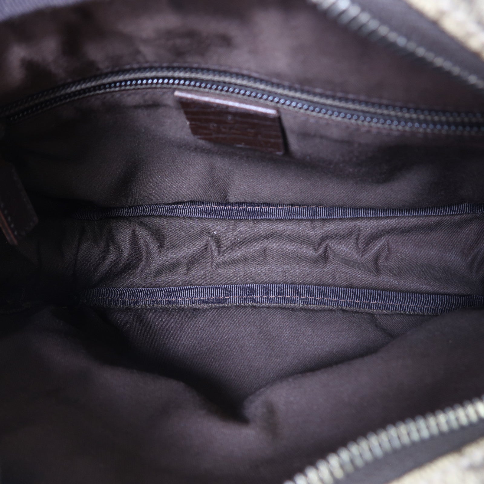 GUCCI 塗層帆布/皮革Shoulder Bag銀扣肩背袋啡色
