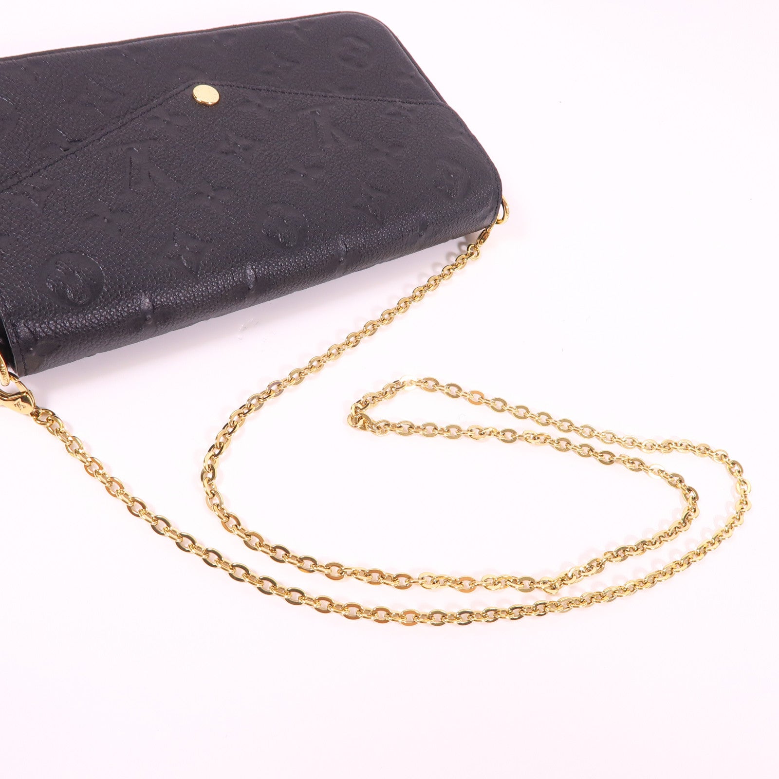 LOUIS VUITTON Monogram Empreinte Felicie Pochette金扣鏈帶肩背袋