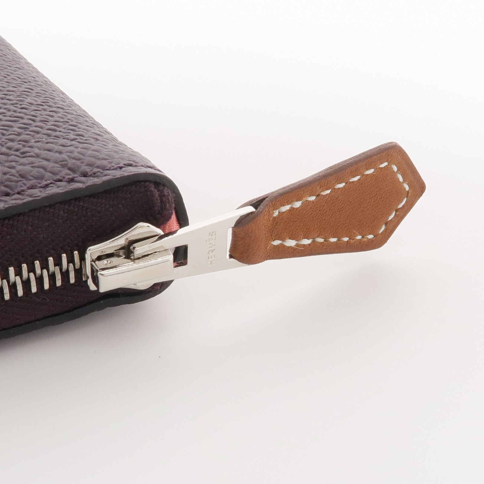 HERMES Epsom皮革Silk'In Compact Wallet銀扣錢包Cassis