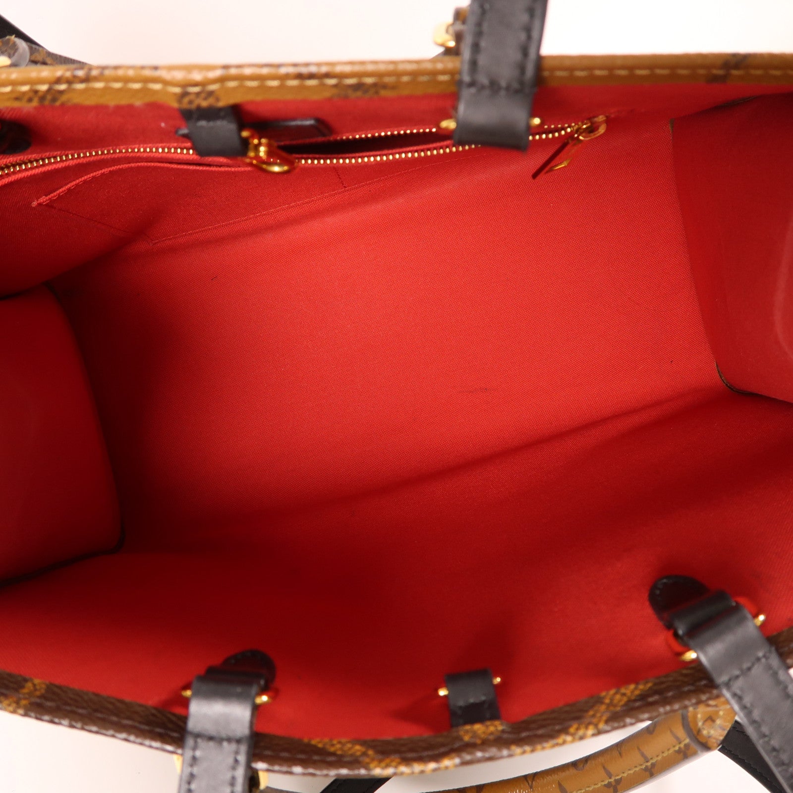 LOUIS VUITTON Monogram On The Go MM金扣手挽肩背兩用袋棕色