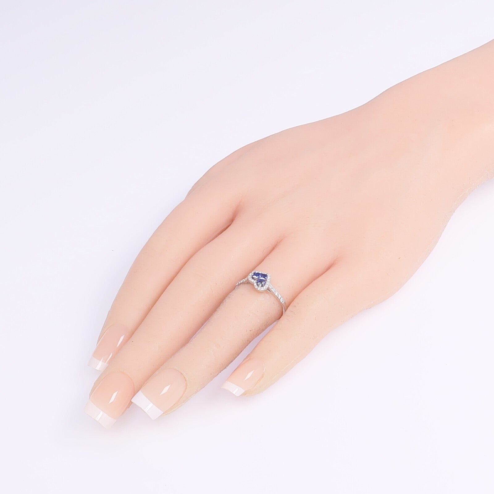 JEWELRY 18K白金Sapphire Diamond Ring藍寶石/鑽石戒指US#6.5
