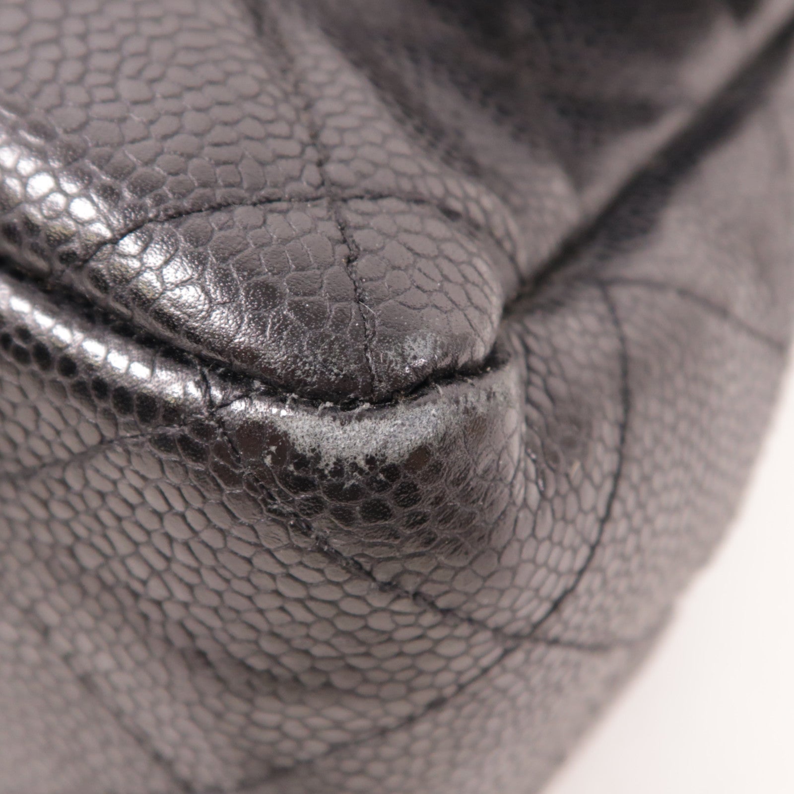 CHANEL 牛皮皮革Large Classic銀扣肩背袋