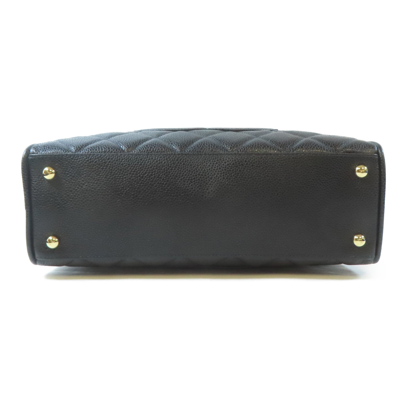 CHANEL Caviar皮革Handbag金扣手挽袋黑色