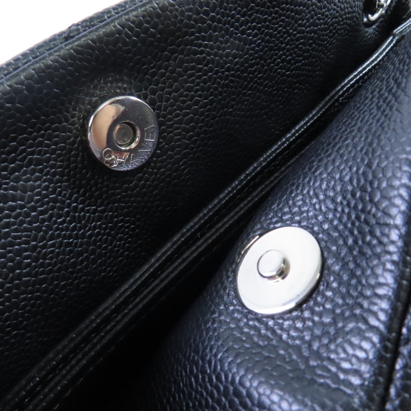 CHANEL 菱格牛皮皮革Chain Shoulder Bag銀扣鏈帶肩背袋黑色