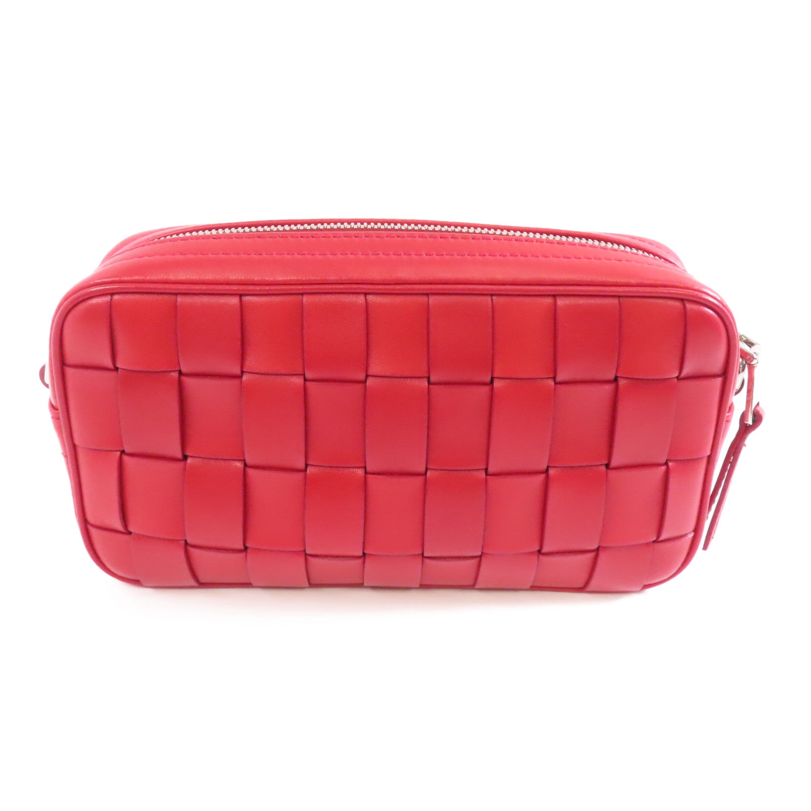 Miu Miu 【激減優惠】羊皮皮革Crystal Chain Shoulder Bag銀扣肩背袋紅色