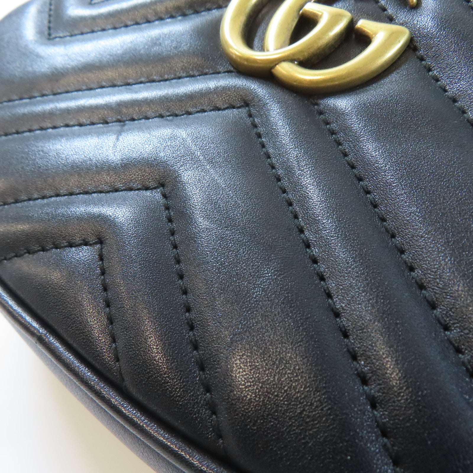 GUCCI 牛皮皮革GG Marmont Waist Bag金扣腰包黑色