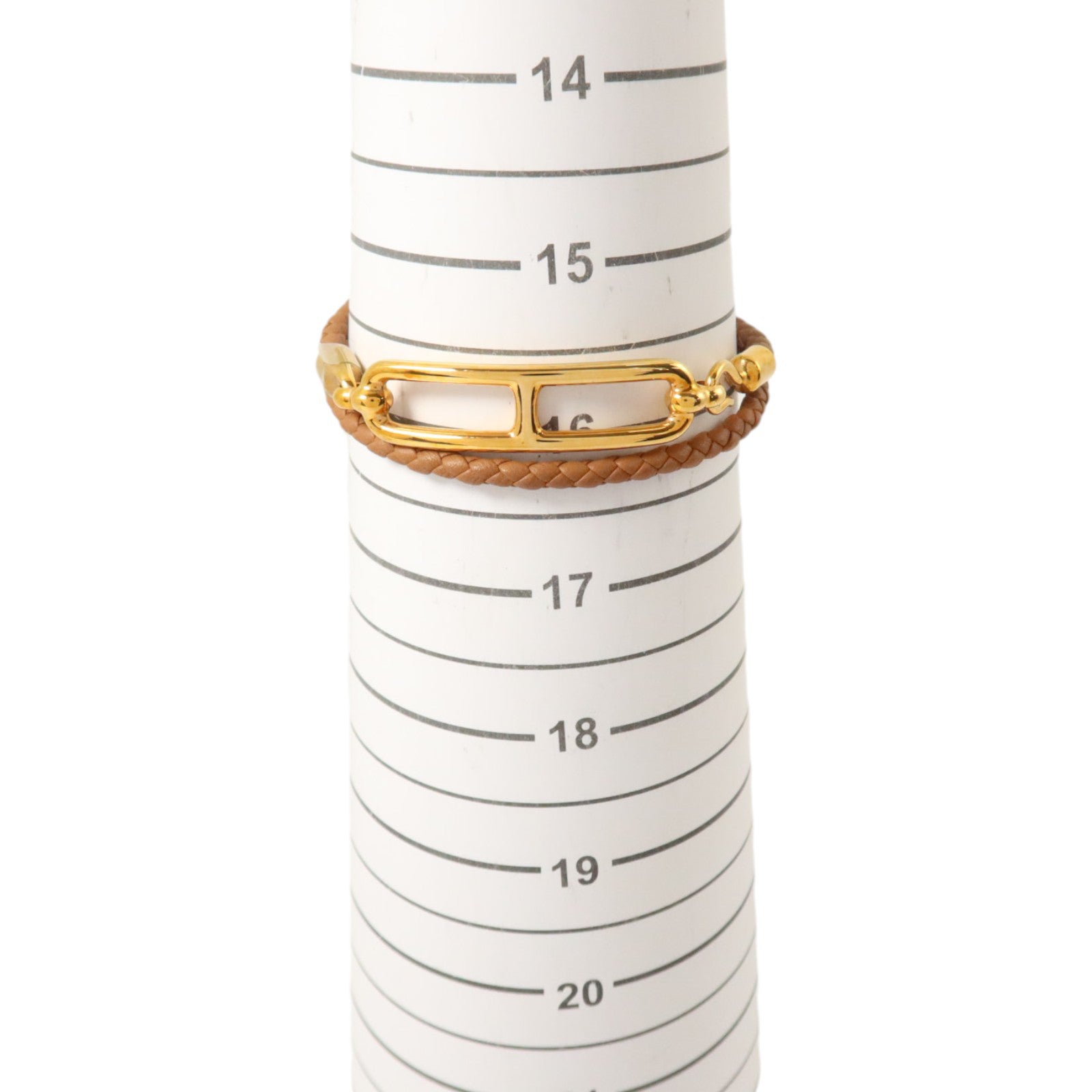 HERMES Swift皮革/金屬Roulis Double Bracelet金扣手鏈Gold