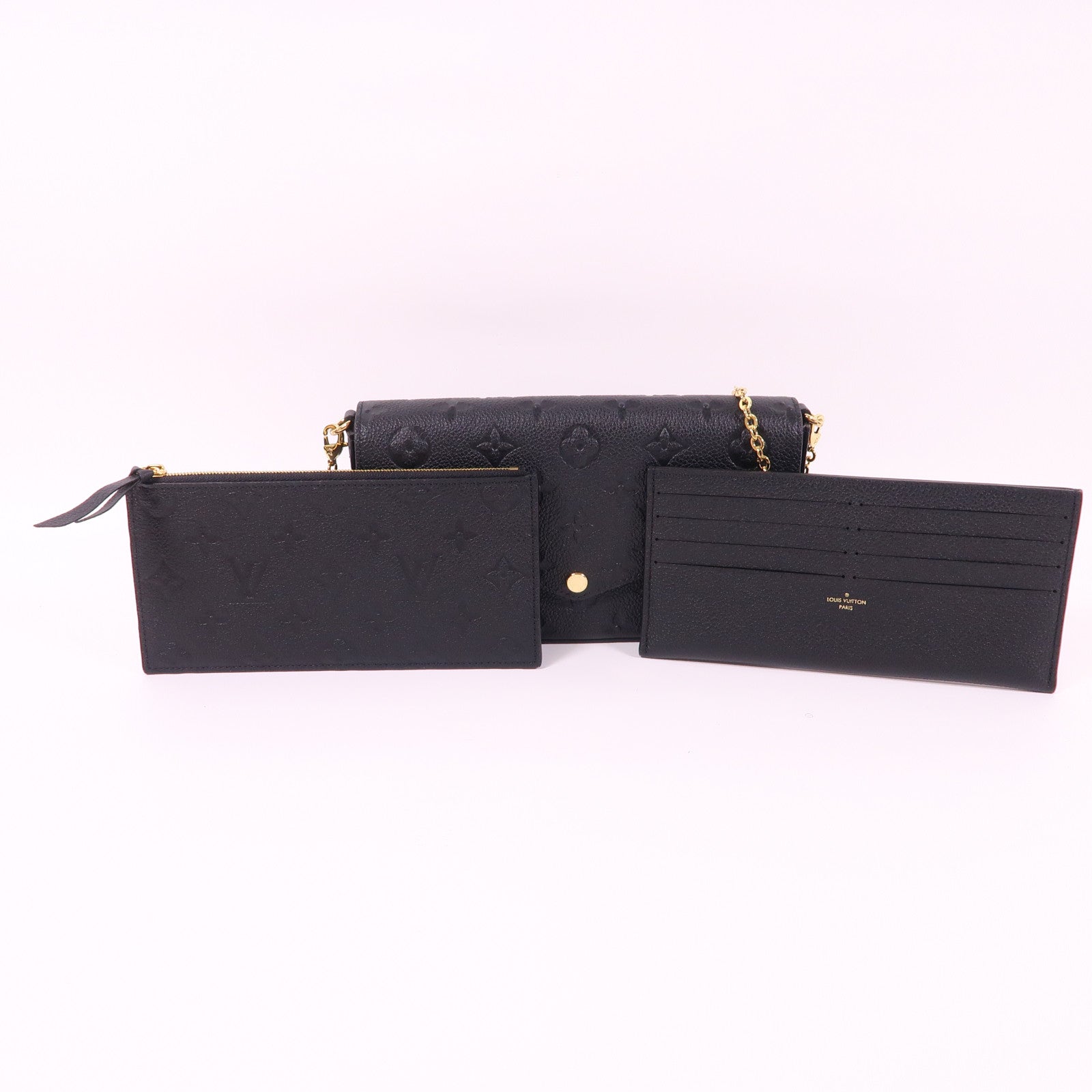 LOUIS VUITTON Monogram Empreinte Felicie Pochette金扣鏈帶肩背袋