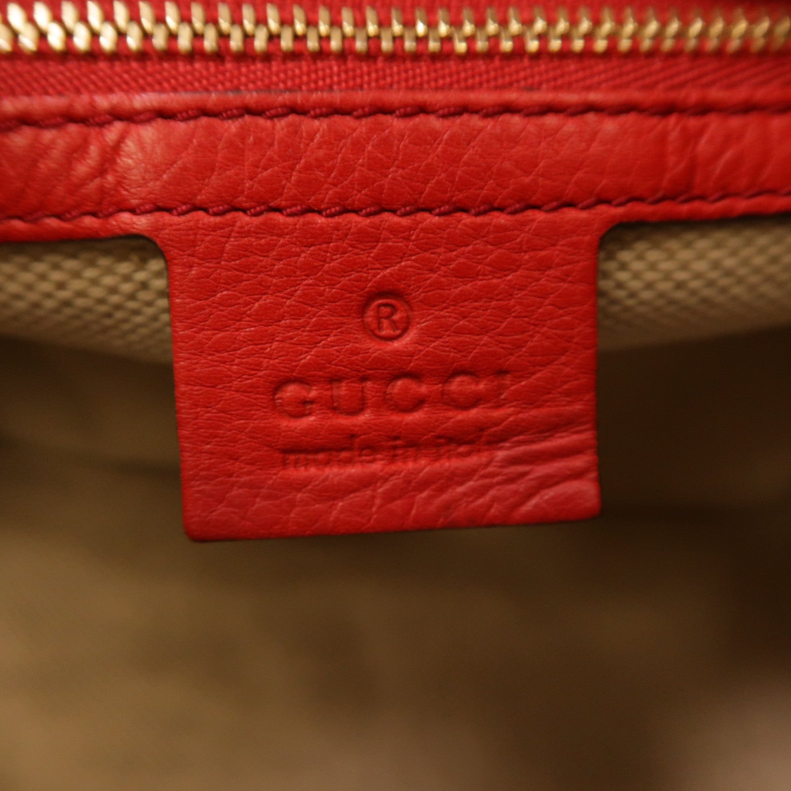 GUCCI 牛皮皮革Soho Boston Bag金扣手挽袋/波士頓包紅色