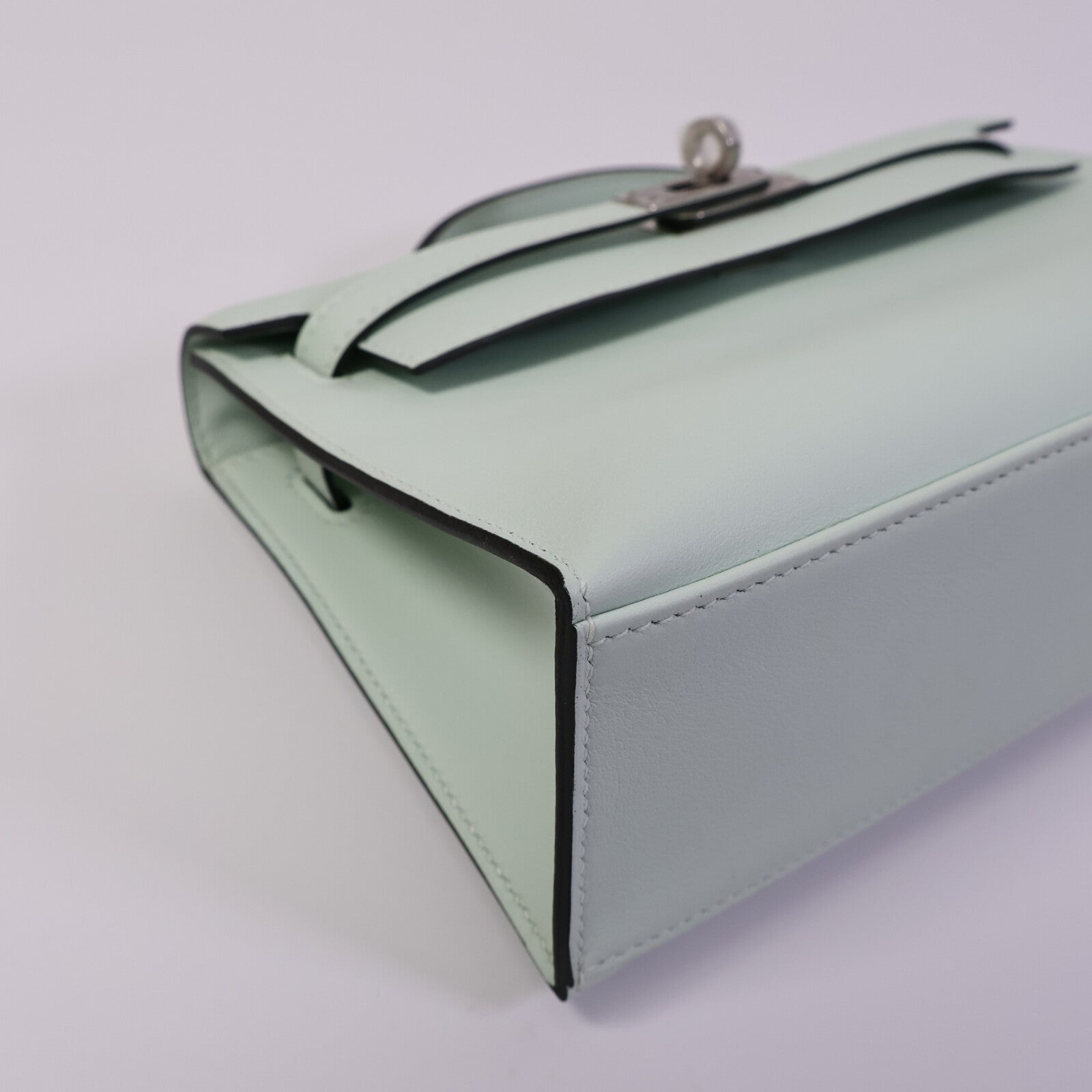 HERMES Swift皮革Kelly Pochette手挽袋Vert Fizz
