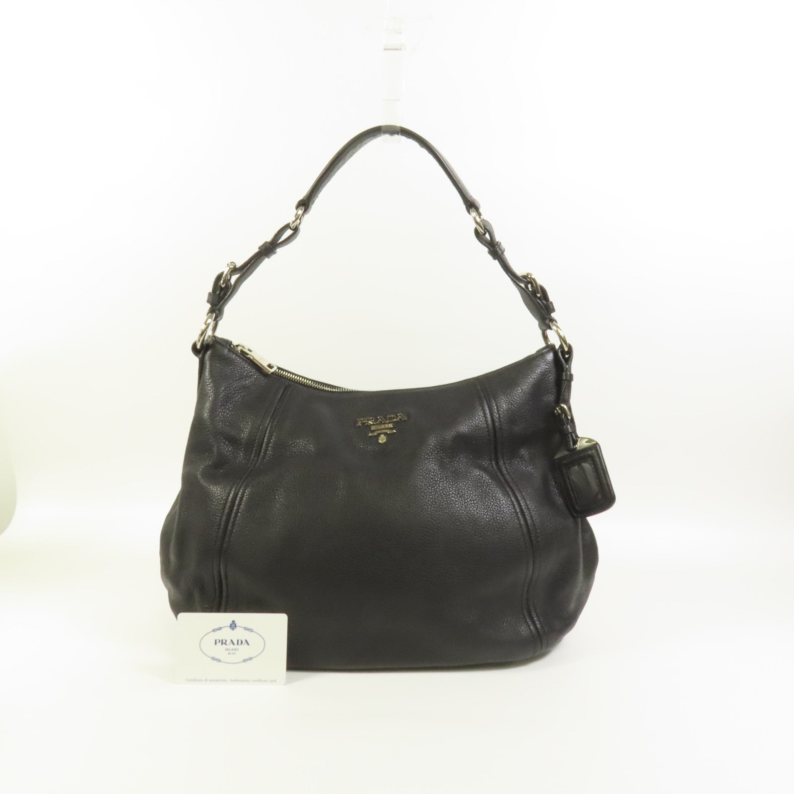 PRADA 牛皮皮革Shoulder Bag銀扣肩背袋
