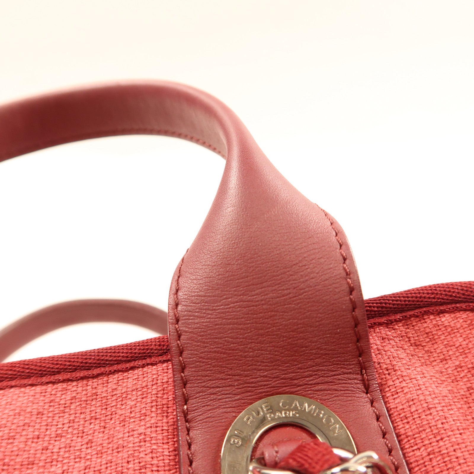 CHANEL 帆布Deauville Bowling Tote Bag銀扣手挽肩背兩用袋