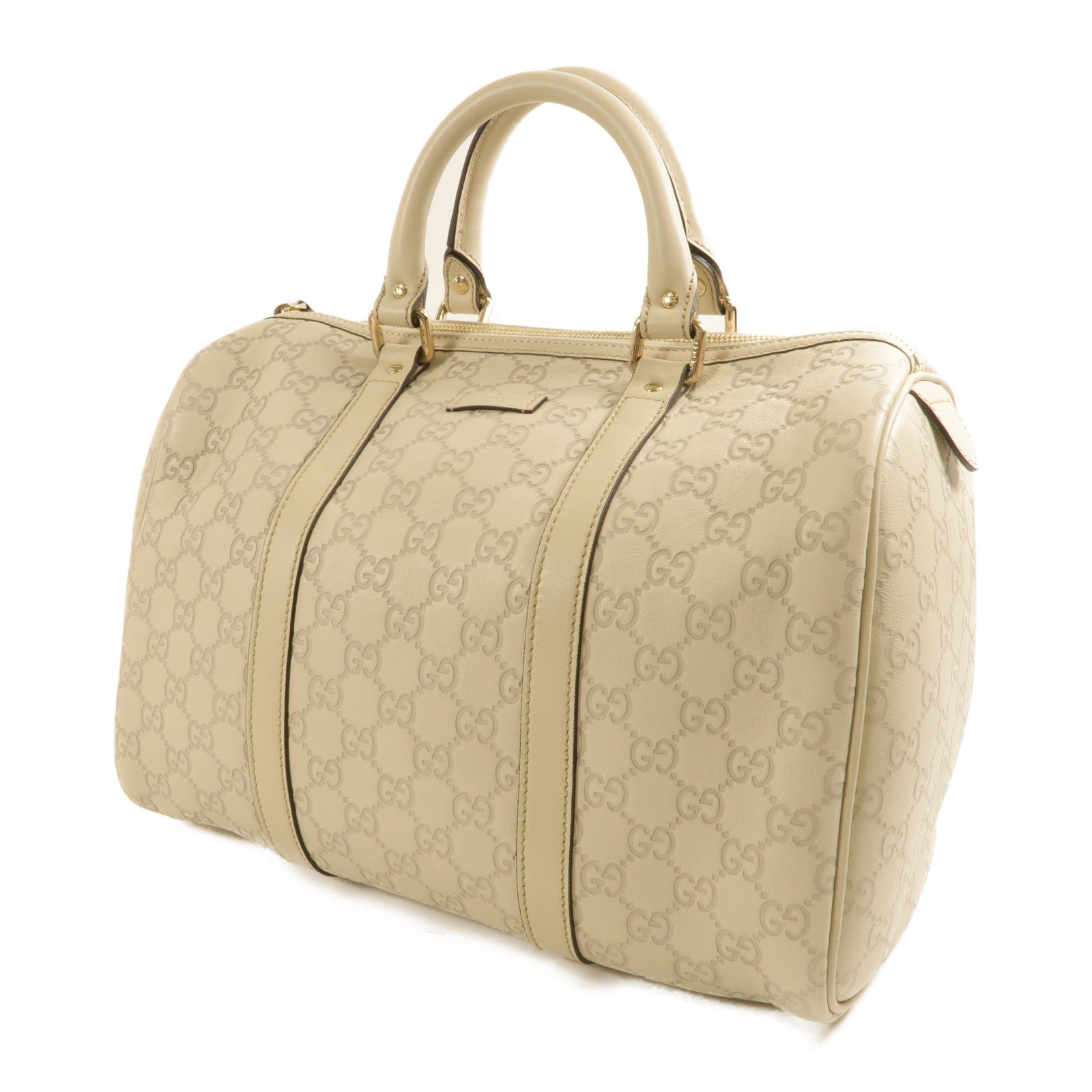 GUCCI GG Boston Bag Calfskin Leather Light Gray