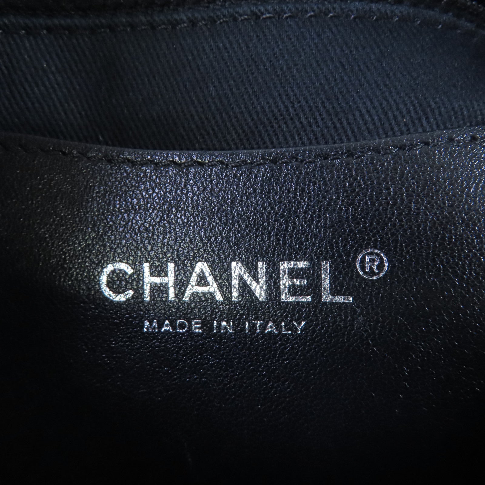 CHANEL 菱格牛皮皮革Chain Shoulder Bag銀扣鏈帶肩背袋黑色