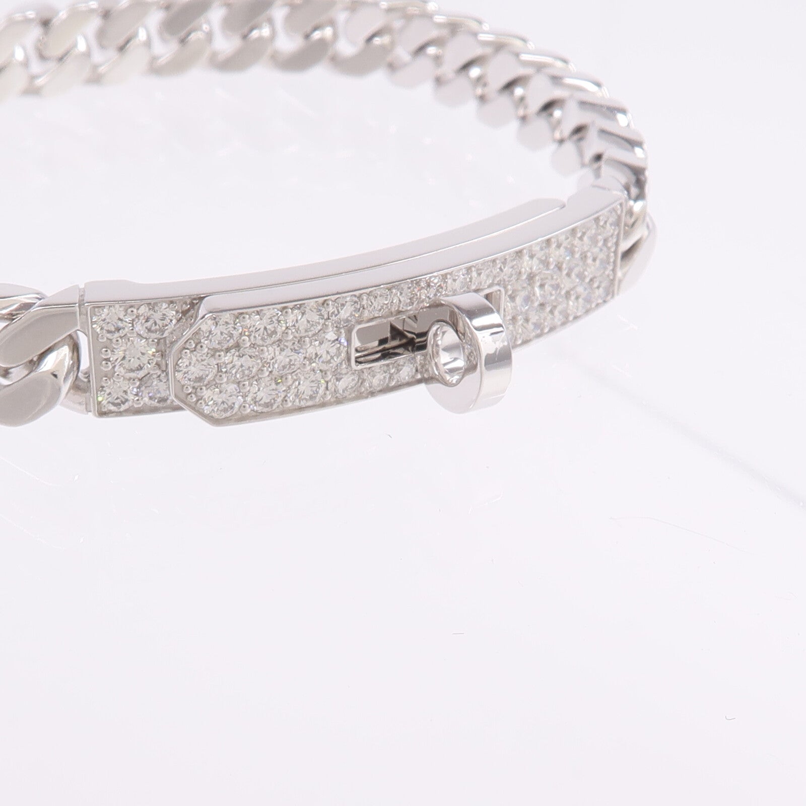 HERMES 18K白金Kelly Gourmette SH鑽石手鏈