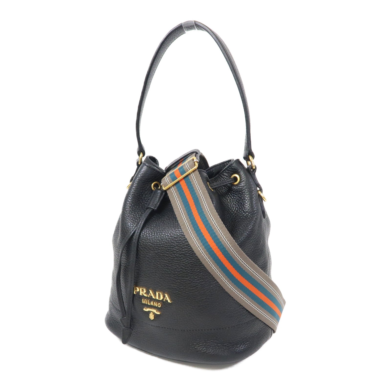 PRADA 牛皮皮革2 Way Shoulder金扣手挽肩背兩用袋黑色
