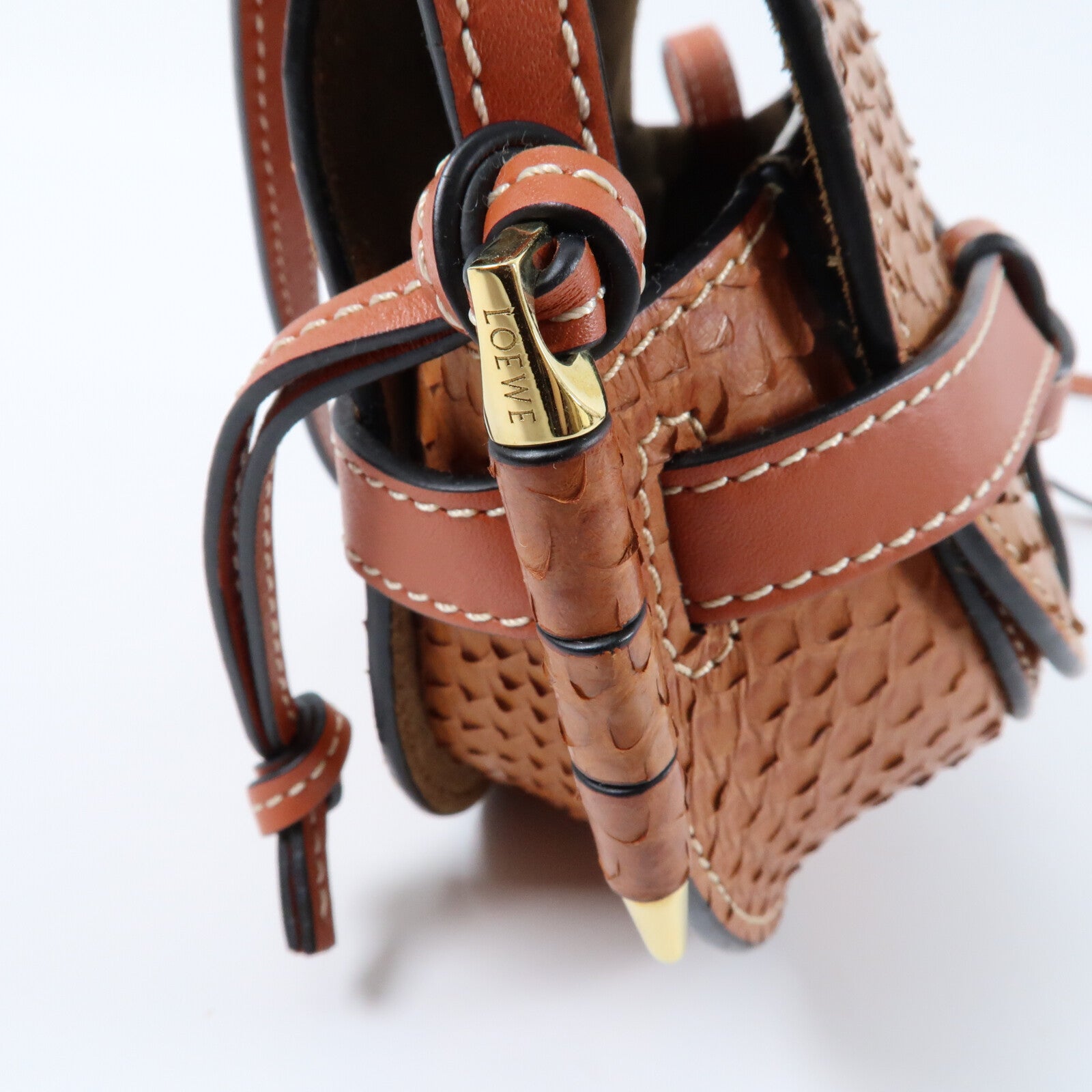 LOEWE 蛇皮皮革Mini Gate金扣肩背袋