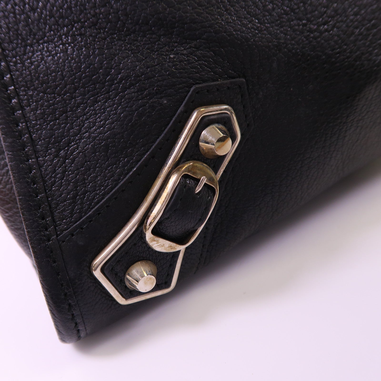 BALENCIAGA Chevre皮革City銀扣手挽肩背兩用袋