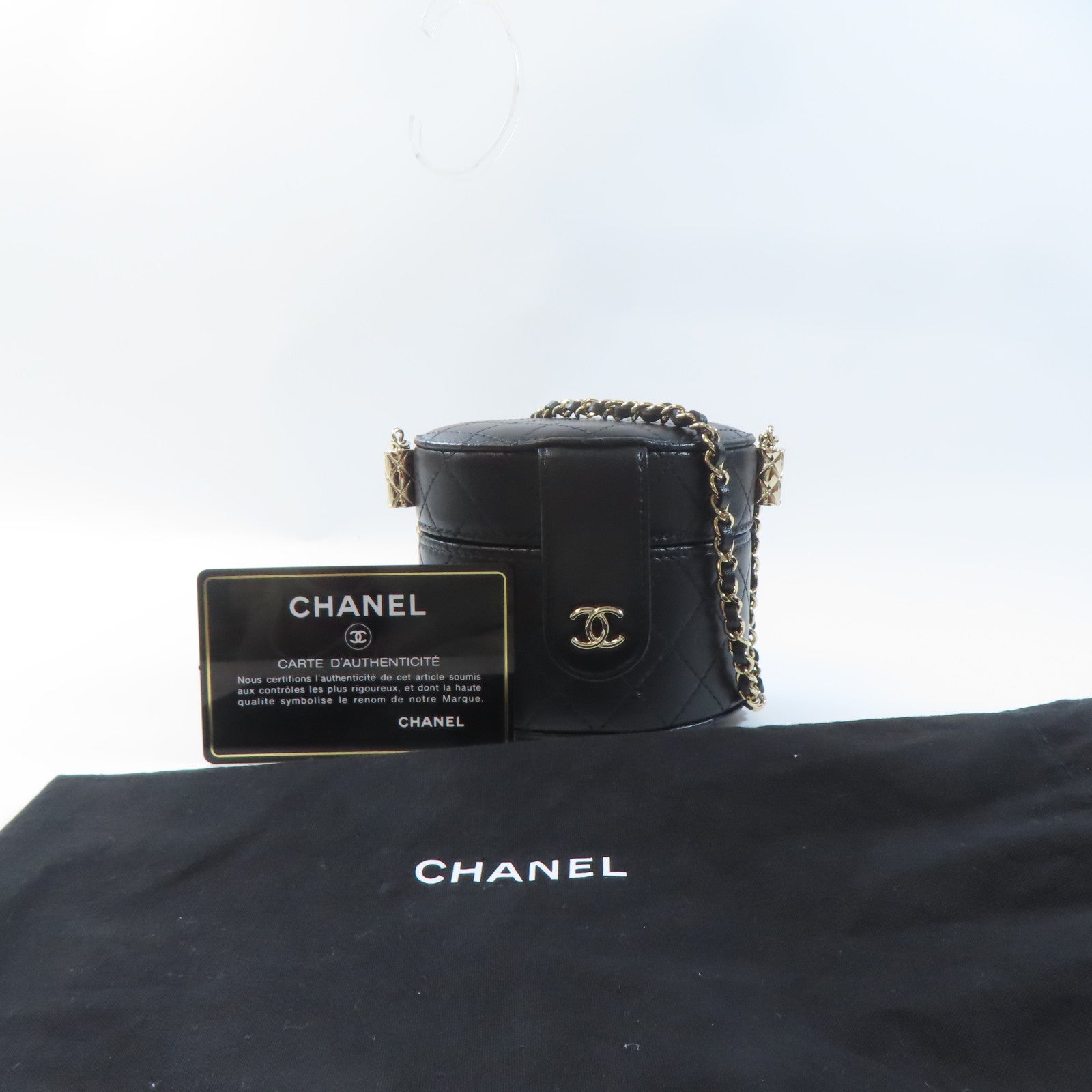 CHANEL 【激減優惠】菱格牛皮皮革Chain Shoulder金扣鏈帶肩背袋黑色