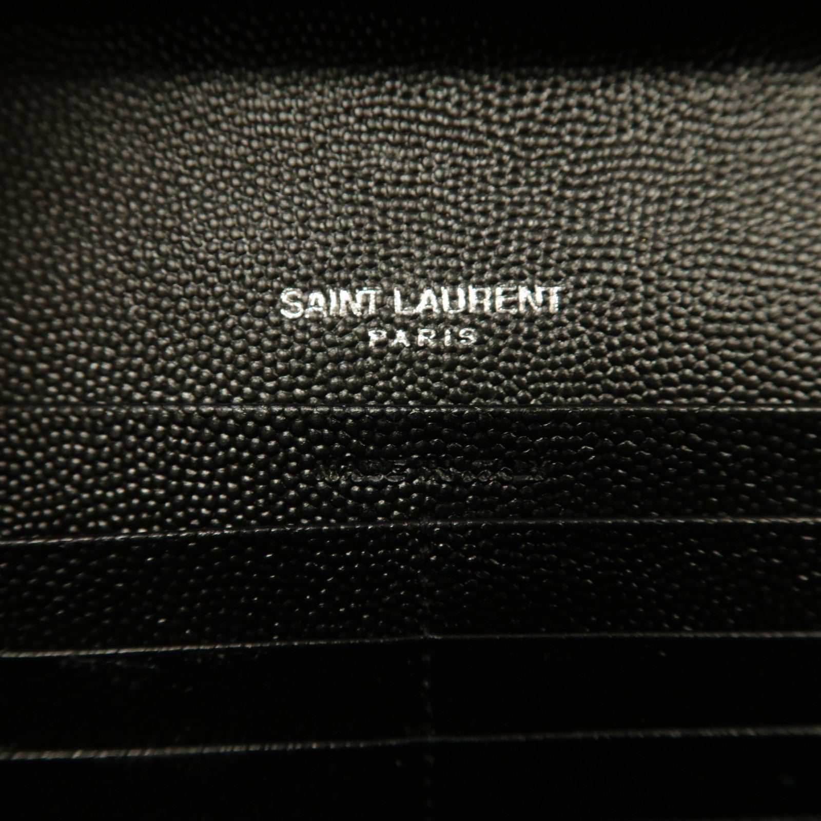SAINT LAURENT 斜紋牛皮皮革Cassandre Chain Wallet銀扣鏈帶肩背袋黑色