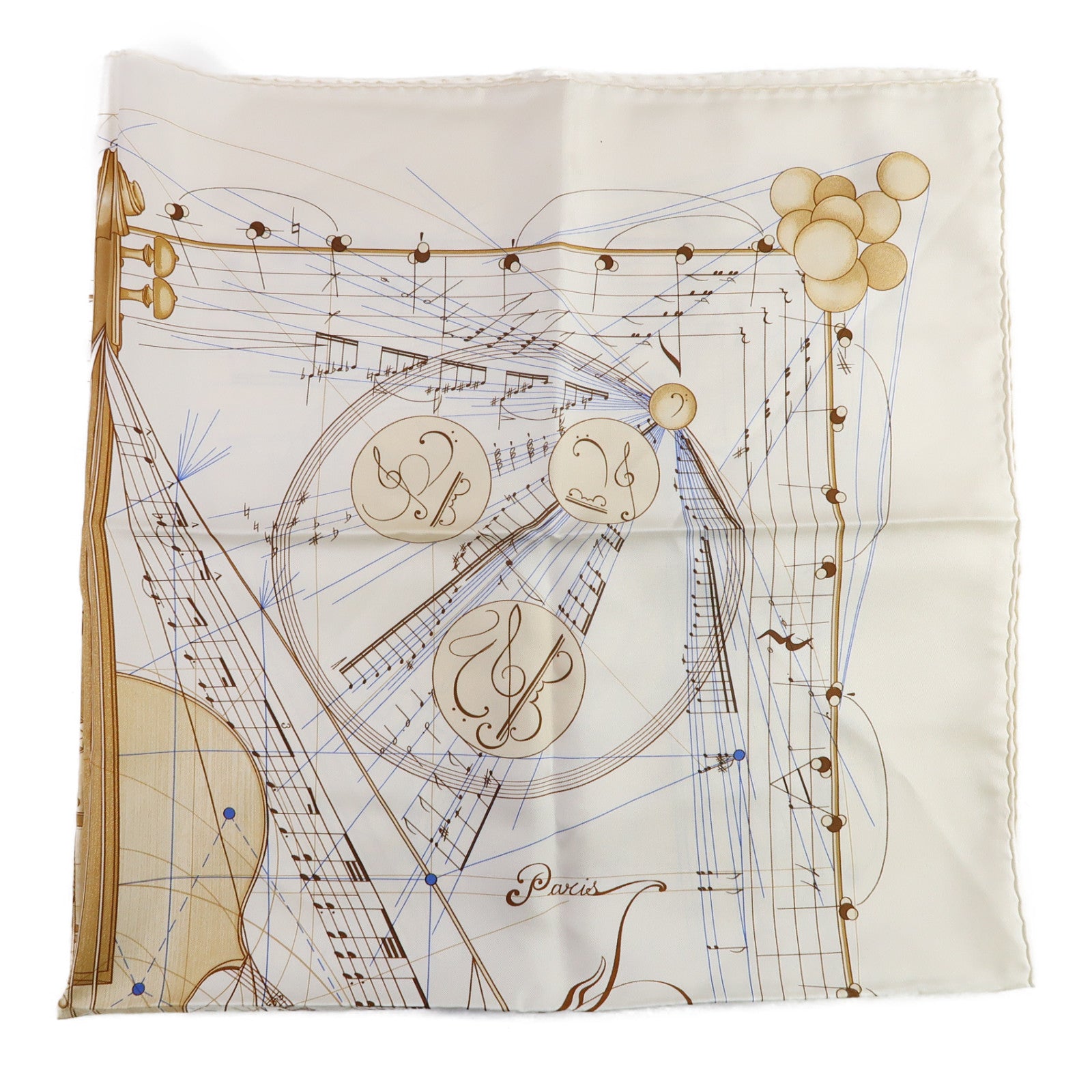 HERMES 絲質Scarf絲巾米色/啡色
