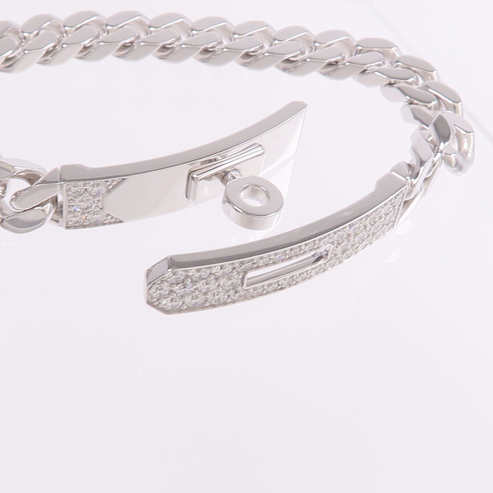 HERMES 18K白金Kelly Gourmette SH鑽石手鏈