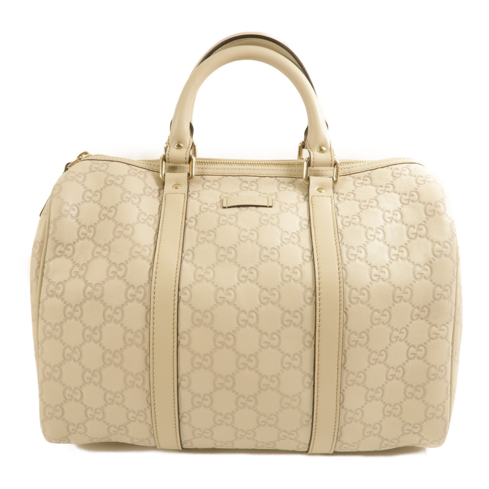 GUCCI GG Boston Bag Calfskin Leather Light Gray