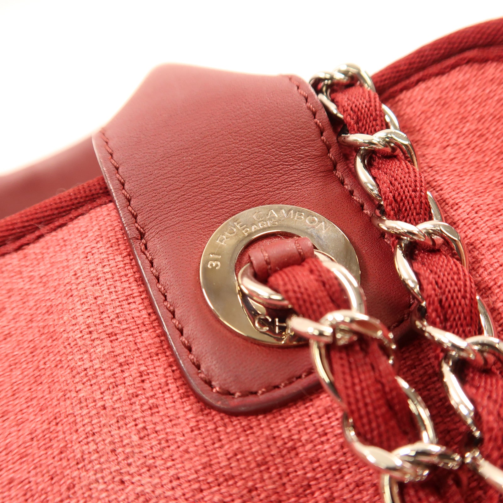 CHANEL 帆布Deauville Bowling Tote Bag銀扣手挽肩背兩用袋