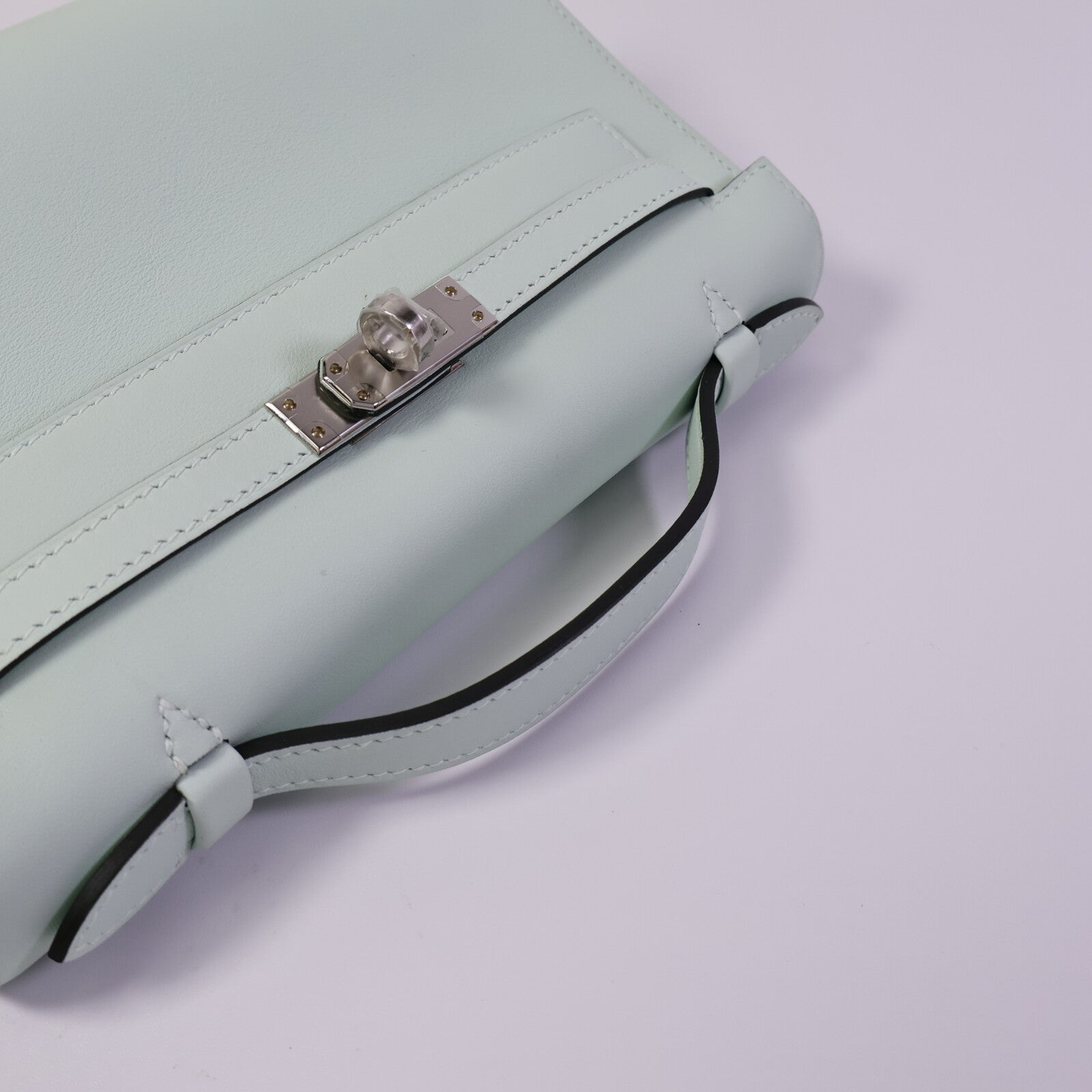 HERMES Swift皮革Kelly Pochette手挽袋Vert Fizz