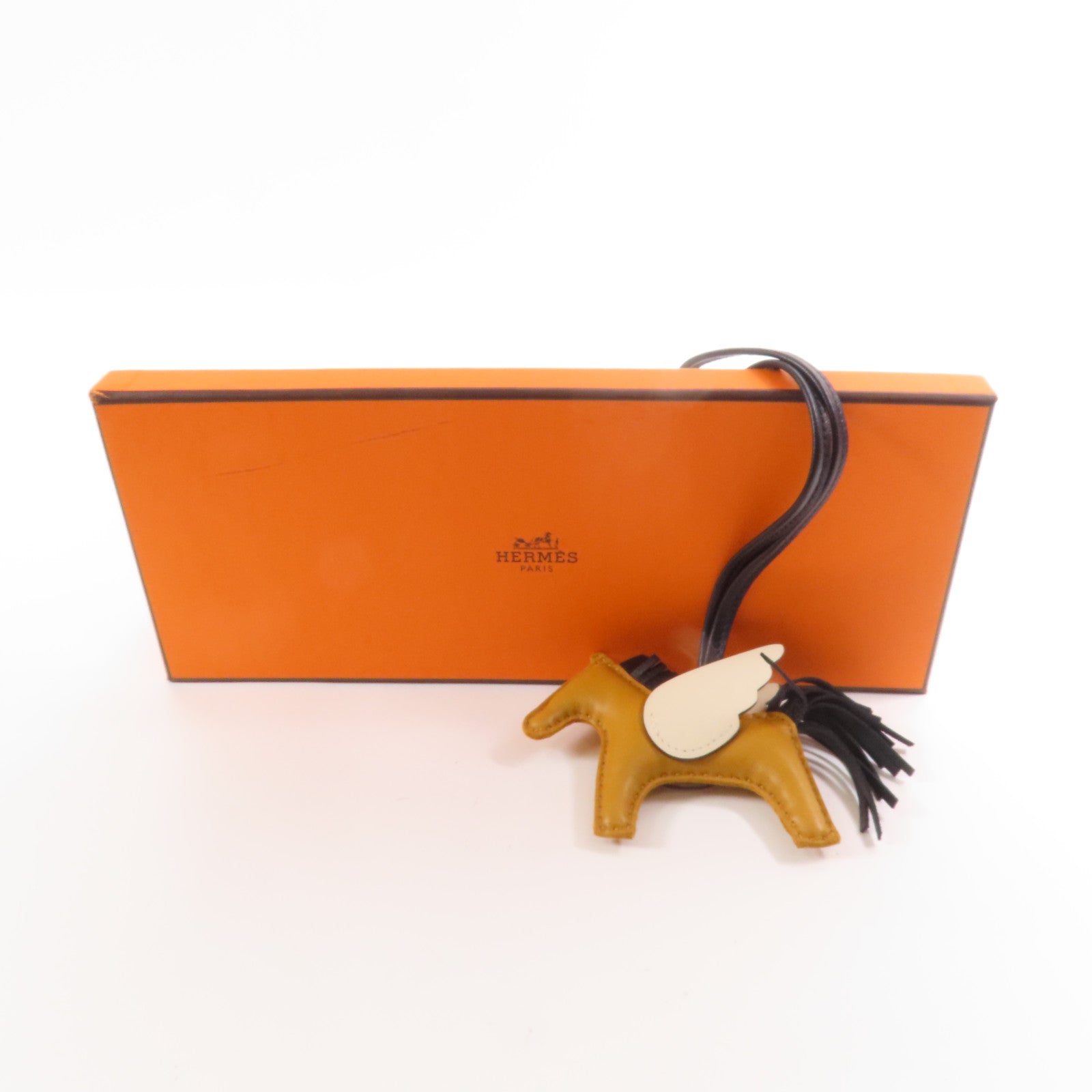 HERMES Milo皮革/Swift皮革Rodeo Pegase掛飾2S Sesame/Nata